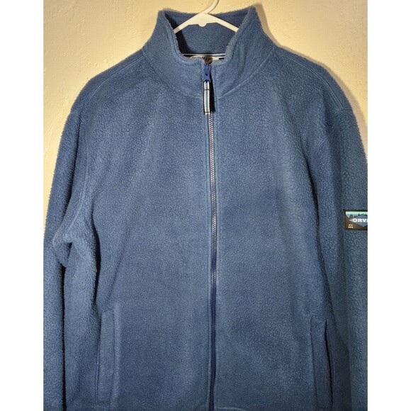 Orvis Men's M Full Zip Fleece Jacket W/Pockets Blue Long Sleeve Patch Logo - Picture 5 of 10